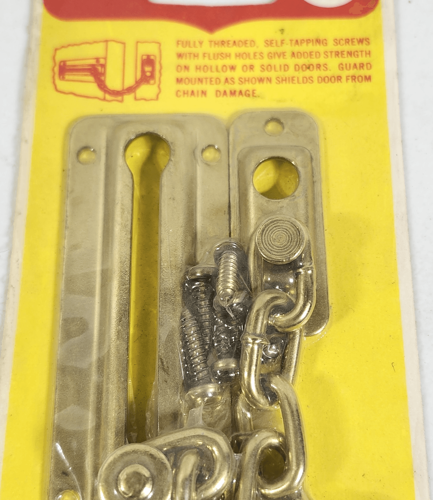 Antique NOS Chain Door Guard Brass Plated Steel Made In USA - Thumbnail 4
