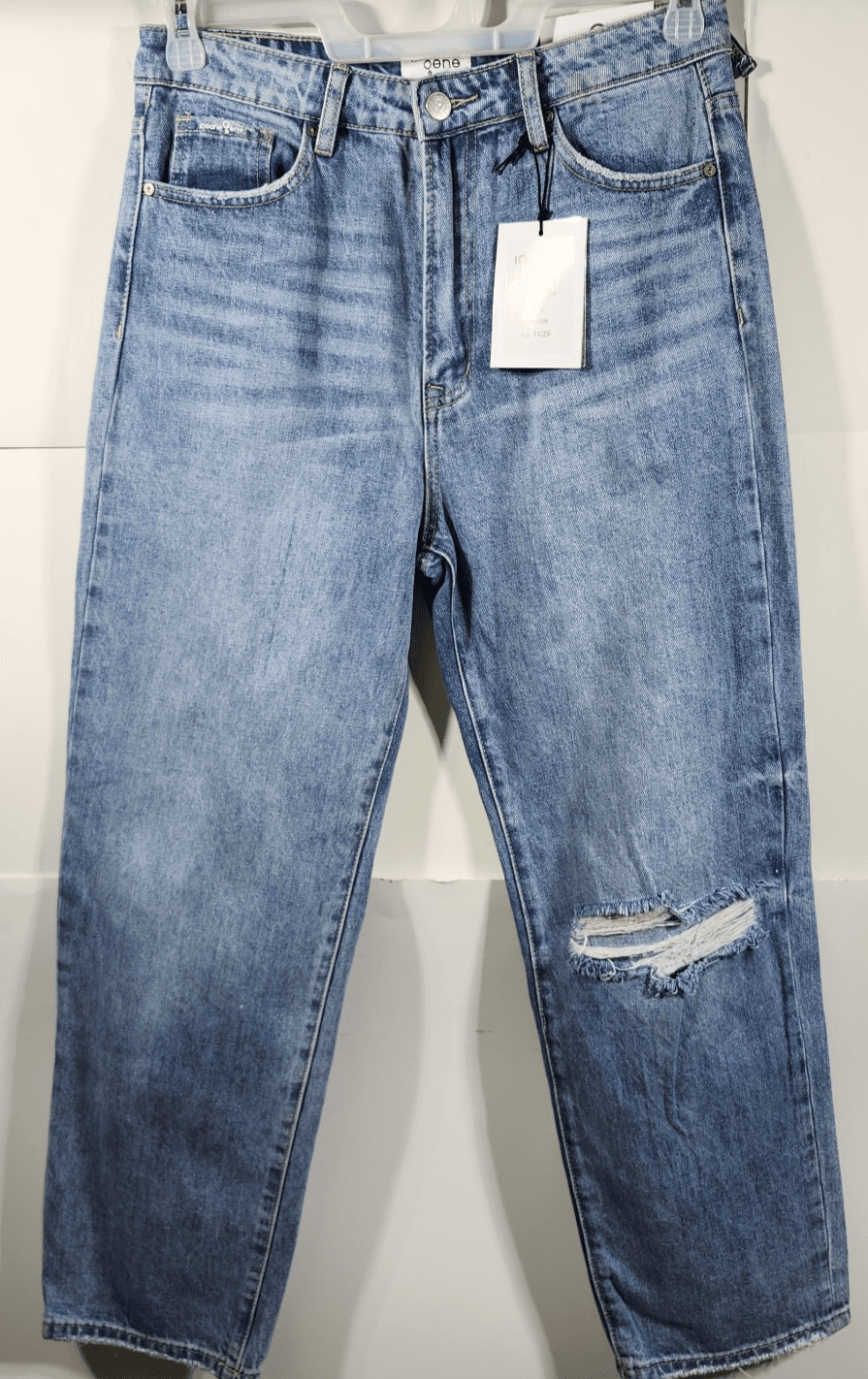 Insane Gene Women's 11 High Rise Straight Jeans Blue Denim Distressed NEW - Thumbnail 5