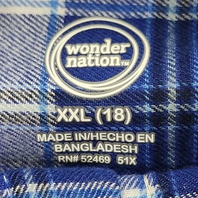 Wonder Nation Boy's Shirt Size XXL Long Sleeve Plaid Button Up NEW - Thumbnail 7