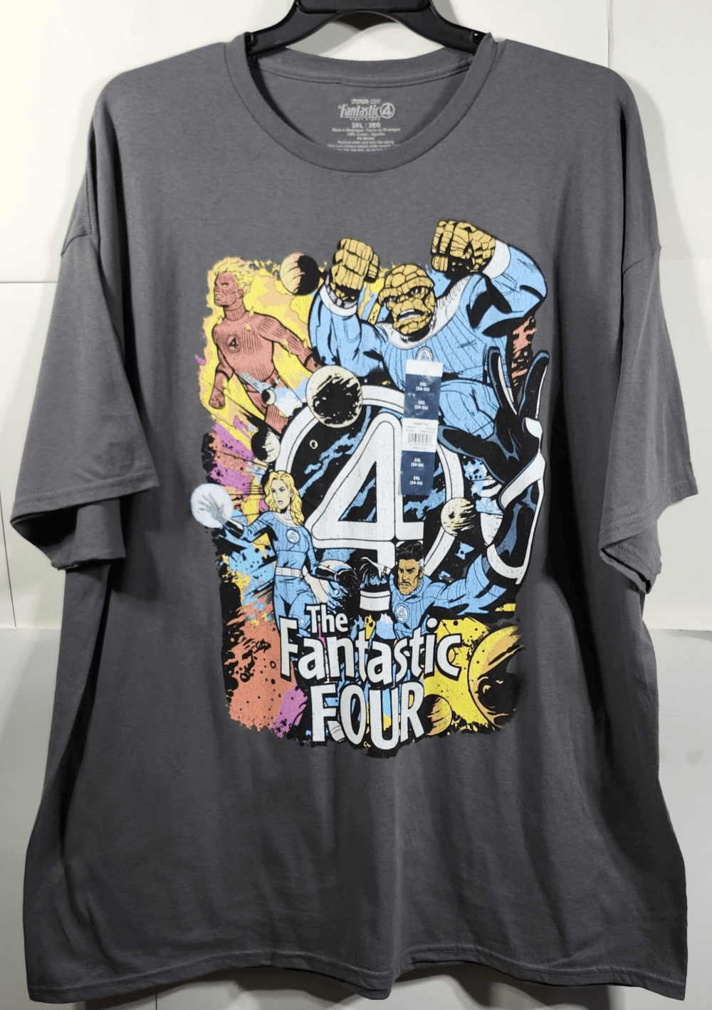 Fantastic Four Men's 3XL Tshirt Gray Graphic Short Sleeve Cotton NEW