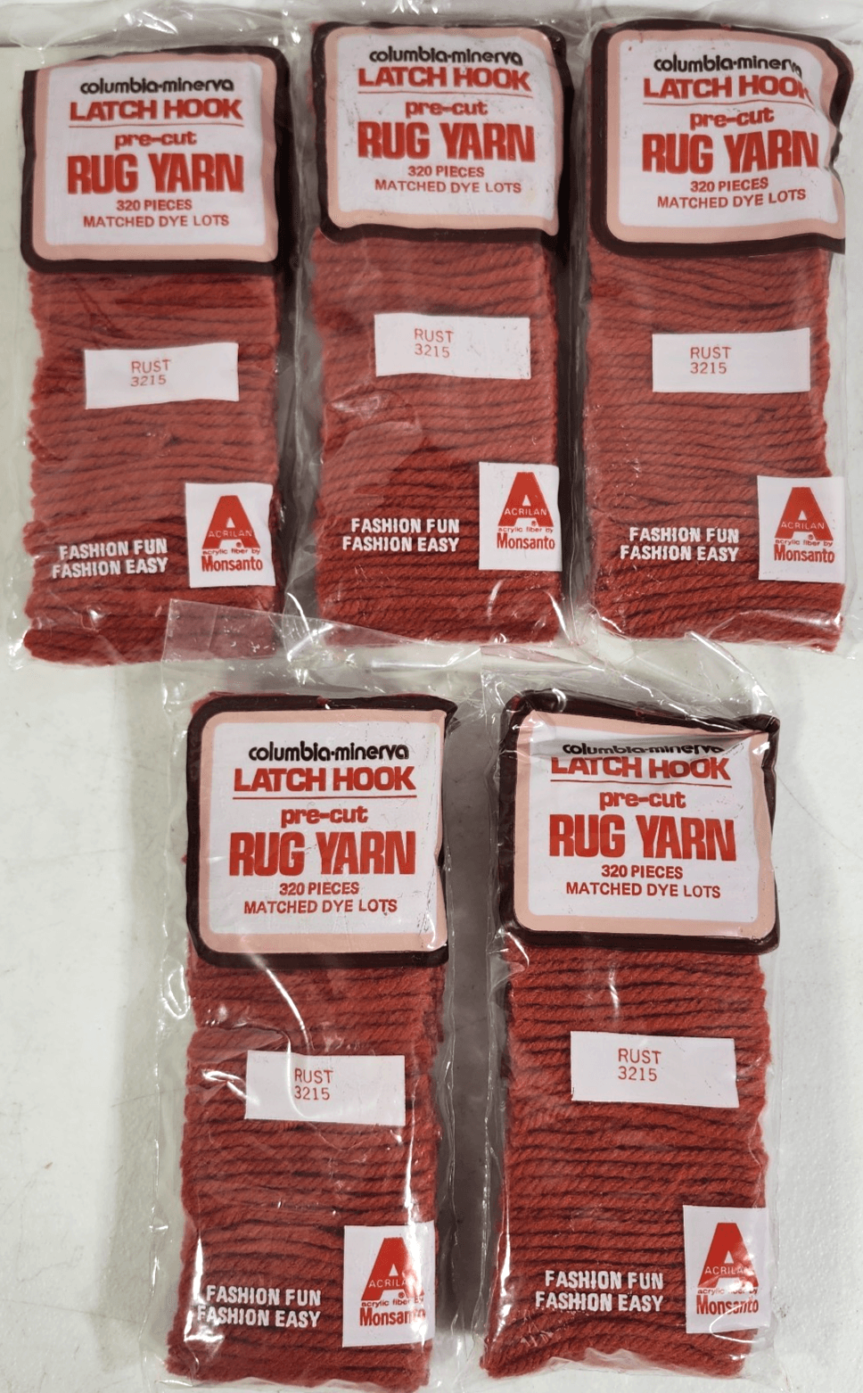 Lot Of Columbia Minerva Latch Hook Pre-Cut Rug Yarn Packs Rust 3215 - Thumbnail 2