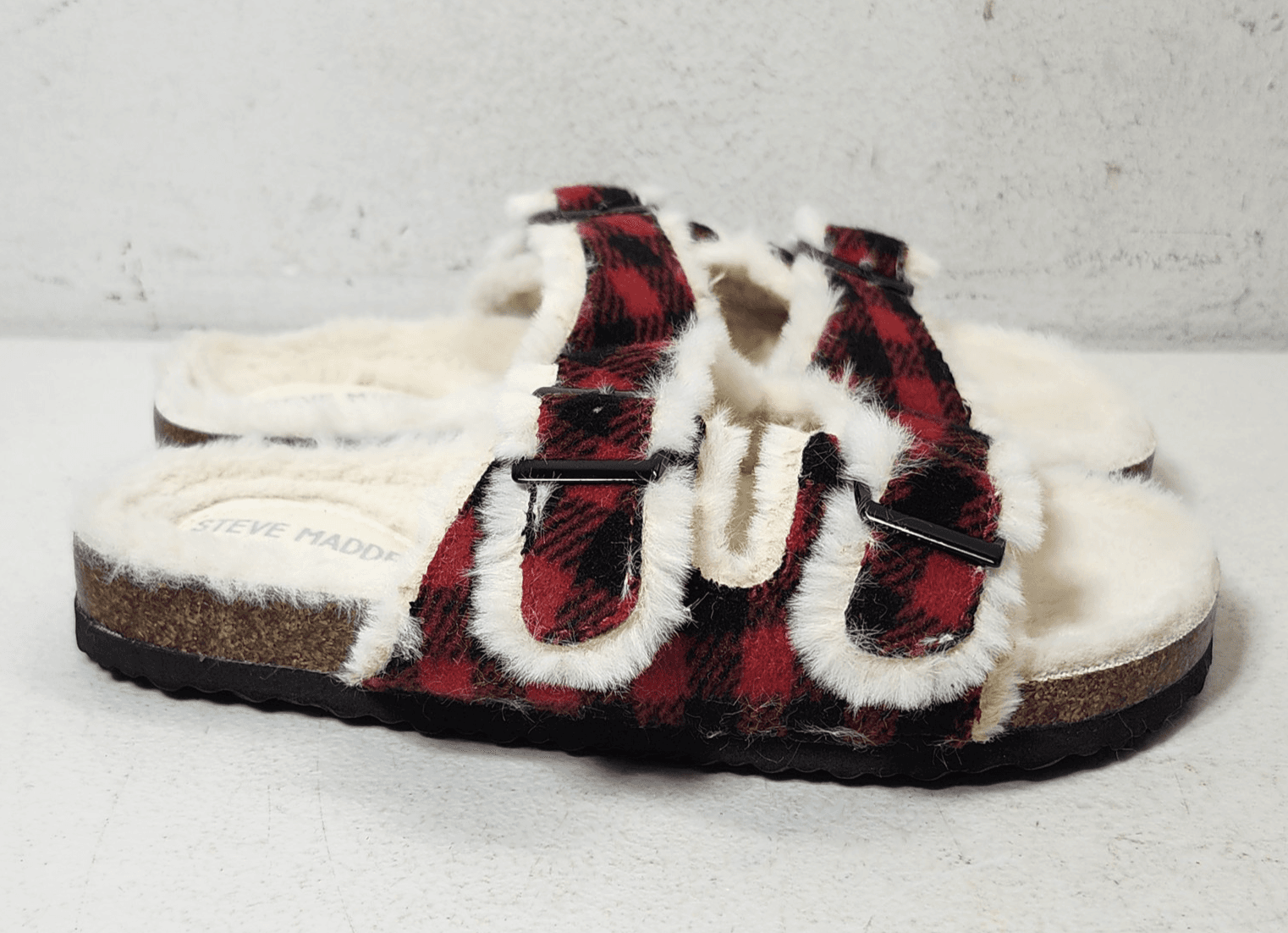Steve Madden Red Black Slide Sandals Size 1 NEW - Thumbnail 3