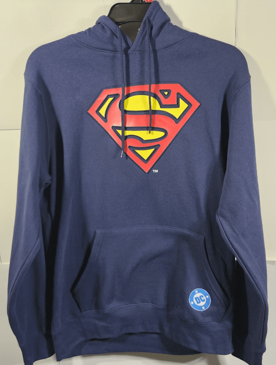 Superman Men's Size M Blue Hoodie Graphic Logo Hooded Sweatshirt Superhero NEW - Thumbnail 5