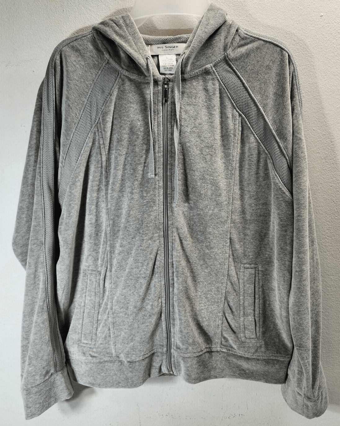 Iris Singer Collection Womens Full Zip Hooded Sweatshirt Size Large Gray Hoodie - Thumbnail 5
