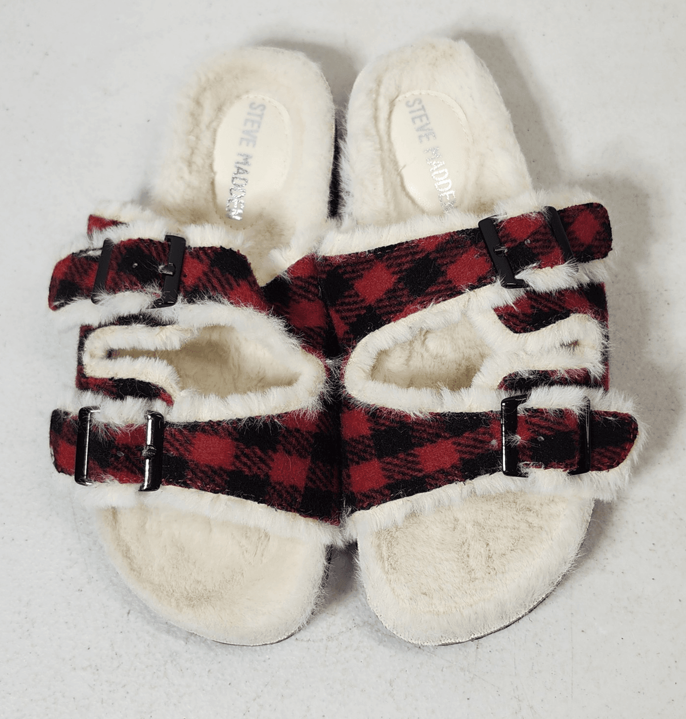 Steve Madden Red Black Slide Sandals Size 1 NEW - Thumbnail 2