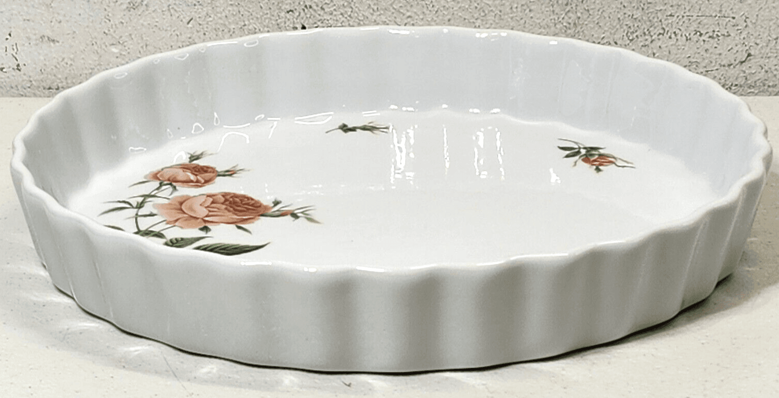 Christineholm Porcelain Rose Pattern Fluted 9.5" Baking Dish Vintage - Thumbnail 8