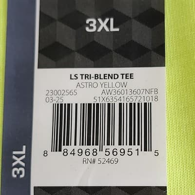 Men's T-Shirt Size 3XL Neon Yellow Long Sleeve Athletic Works Moisture Wicking - Thumbnail 7