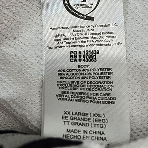 2022 Official FIFA World Cup Soccer Football Hooded Sweatshirt Mens XXL Hoodie - Thumbnail 8