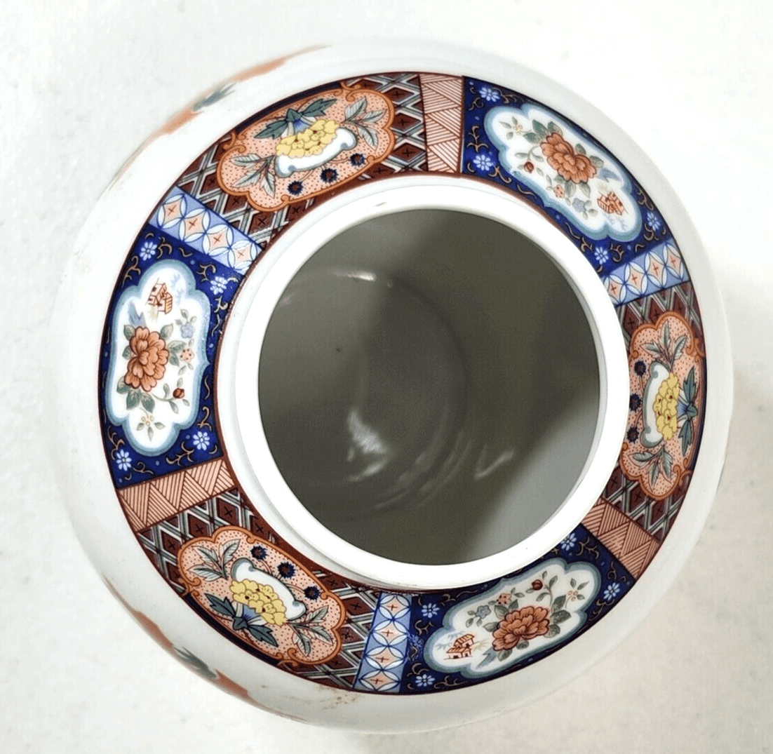 Vintage Imari Ware Japan Japanese Porcelain Vase Urn Jar Ginger Bamboo Porcelain - Thumbnail 5