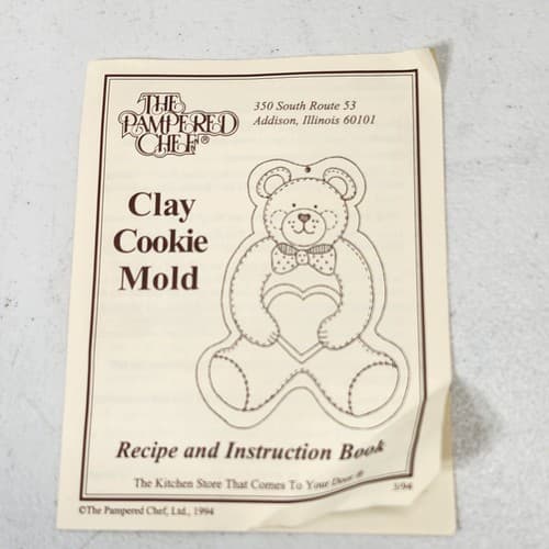 VTG The Pampered Chef Clay Teddy Bear Pottery Cookie Mold - Thumbnail 4