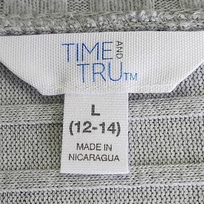 Time and Tru Women's L Shirt Ribbed Hacci V-neck Top Gray NEW - Thumbnail 7