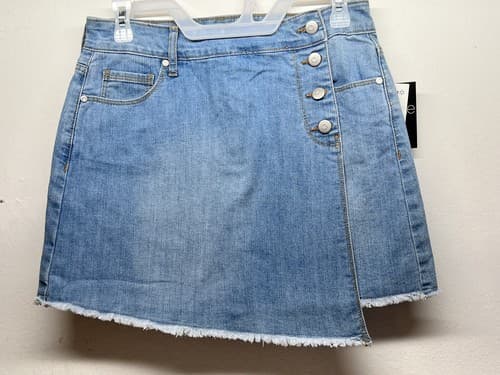 Energie Womens Jean Skirt Size 7 Faux Wrap Blue Denim NEW - Thumbnail 6