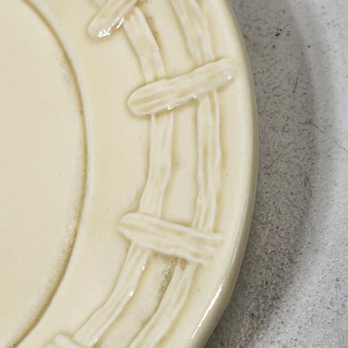 Vintage Marks & Rosenfeld Serving Tray Yellow Oval Cottage Country Fencing - Thumbnail 5