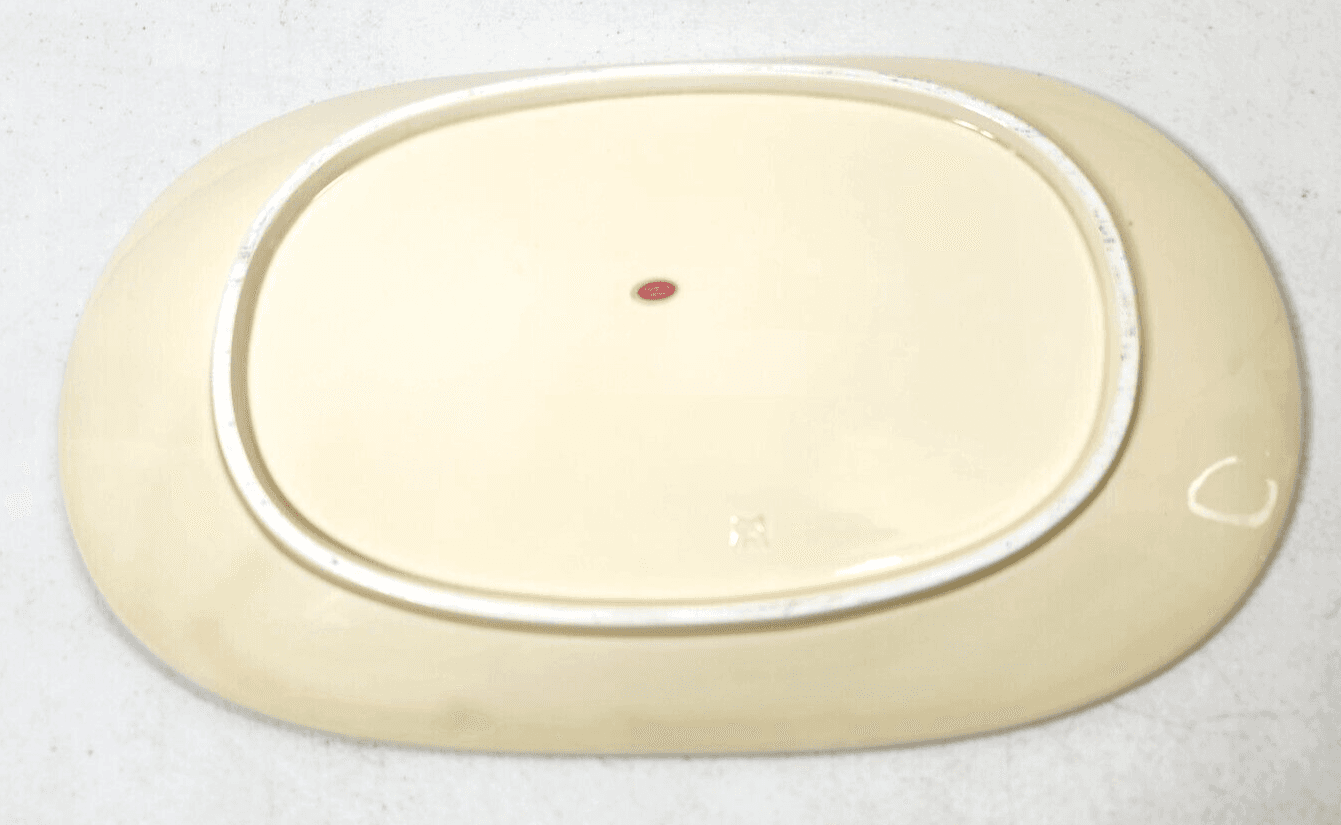 Vintage Marks & Rosenfeld Serving Tray Yellow Oval Cottage Country Fencing - Thumbnail 10
