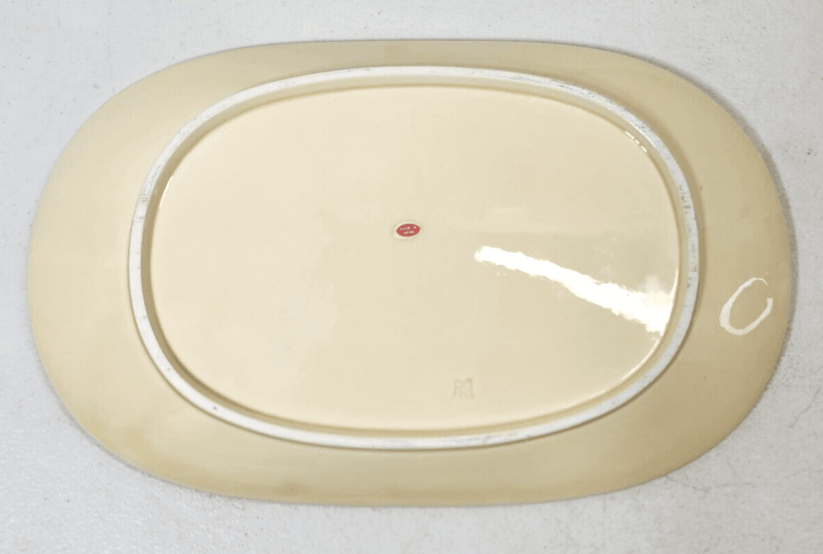 Vintage Marks & Rosenfeld Serving Tray Yellow Oval Cottage Country Fencing - Thumbnail 9