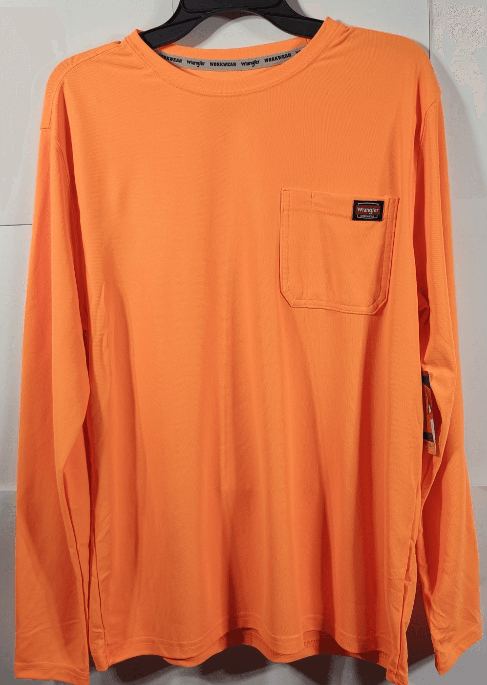 Wrangler Workwear Men's M Orange Long-Sleeve Pocket T-shirt NEW - Thumbnail 5