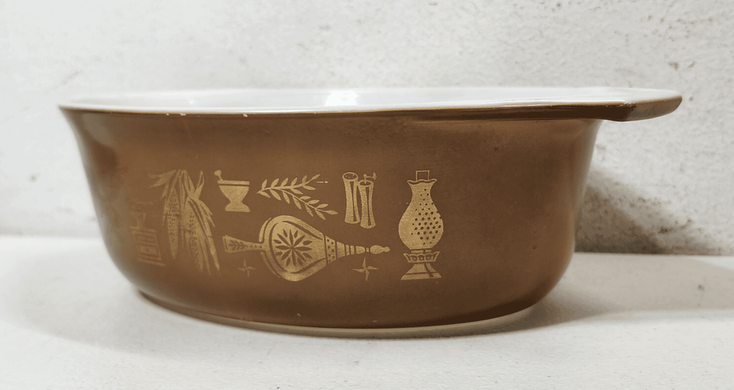 Pyrex Early Americana Eagle 043 Oval Casserole Dish 1.5Qt Brown - Thumbnail 3