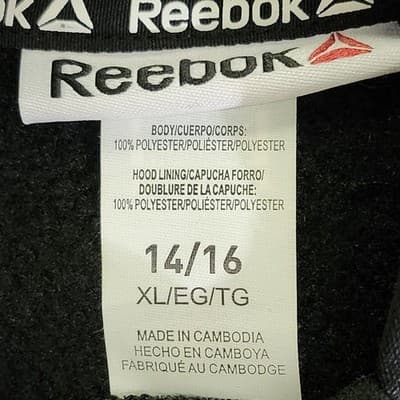 Reebok Pullover Hoodie Youth Boy's XL 14/16 Black Long Sleeve NEW - Thumbnail 8