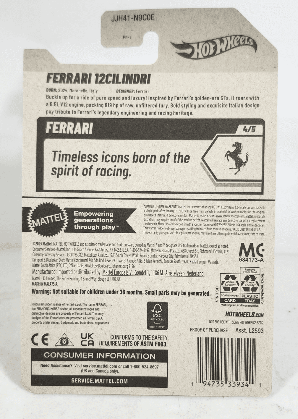 Hot Wheels Ferrari 12Cilindri Red Car 1/64 Toy Vehicle 2026 NEW - Thumbnail 5