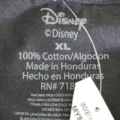 Disney Men's XL T-shirt Mickey Mouse Outline Checkered Black Graphic NEW - Thumbnail 7