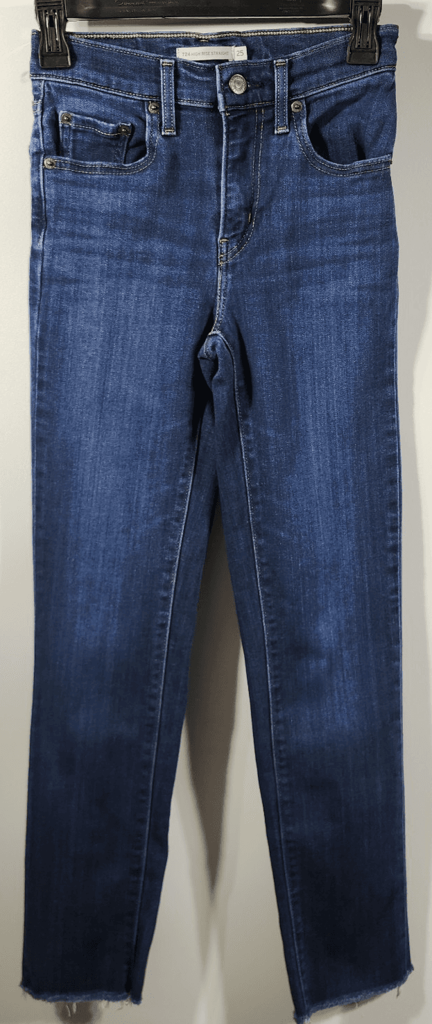 Levi's 724 Jeans Women's 25x30 Blue Medium Wash Straight High Rise Denim - Thumbnail 5
