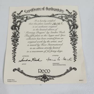 Morning Prayers Sandra Kuck 8" Plate Sugar And Spice Home Bradford Exchange - Thumbnail 3