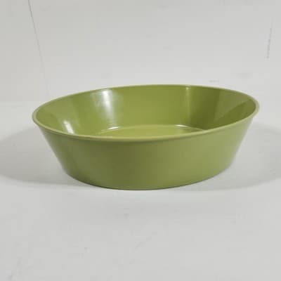Green Melamine Round Dish Bowl Vintage 7.5" Plastic Made In USA - Thumbnail 2
