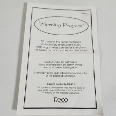 Morning Prayers Sandra Kuck 8" Plate Sugar And Spice Home Bradford Exchange - Thumbnail 5