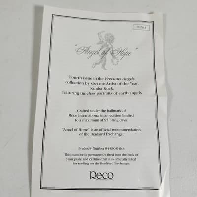 Angel Of Hope Sandra Kuck 7.5" Plate Moments at Home Bradford Exchange - Thumbnail 4