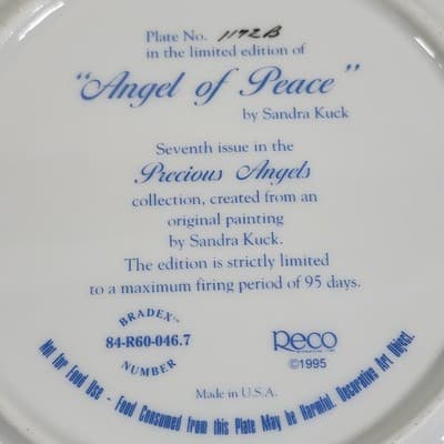 Angel Of Peace Sandra Kuck 7.5" Plate Moments at Home Bradford Exchange - Thumbnail 4