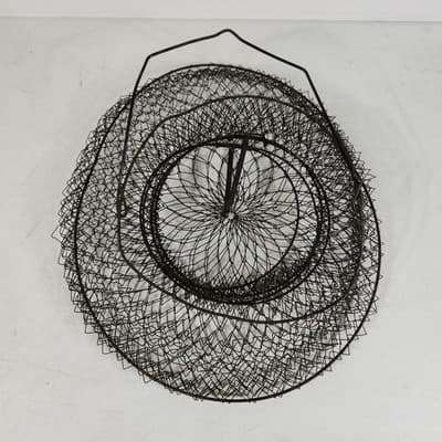 Vintage Fishing Metal Live Bait Basket Cage Collapsible Net Fish Keeper 14" - Thumbnail 5