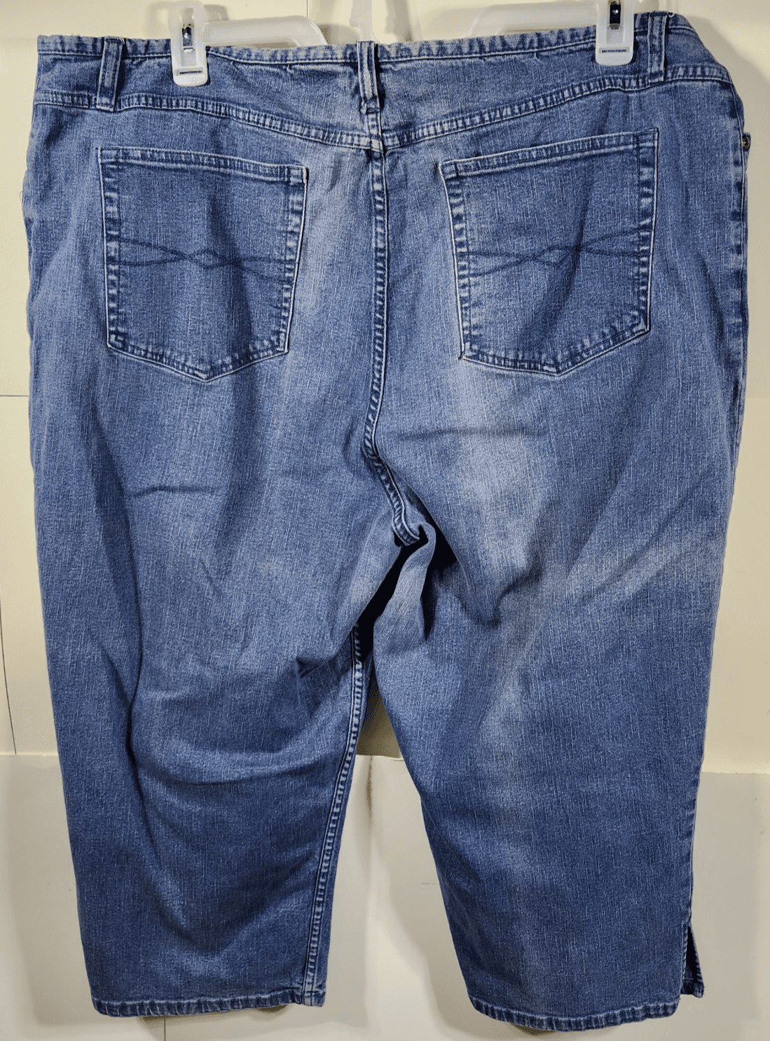 Plus 24W Women's Blue Faded Glory High Rise Capri Pants Blue Jean Denim - Thumbnail 6