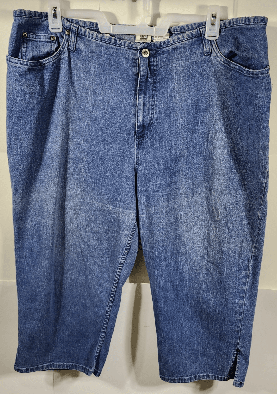 Plus 24W Women's Blue Faded Glory High Rise Capri Pants Blue Jean Denim - Thumbnail 5