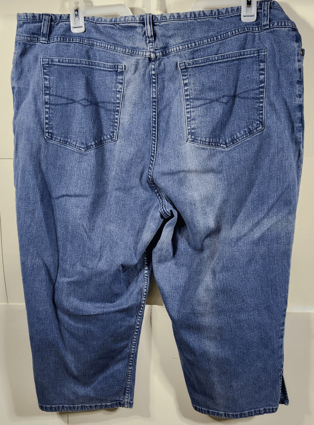 Plus 24W Women's Blue Faded Glory High Rise Capri Pants Blue Jean Denim - Thumbnail 4