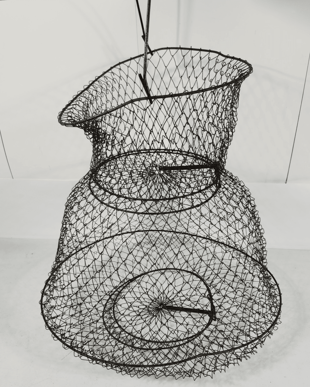 Vintage Fishing Metal Live Bait Basket Cage Collapsible Net Fish Keeper 14" - Thumbnail 4