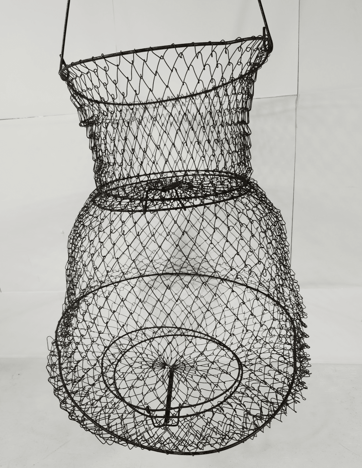 Vintage Fishing Metal Live Bait Basket Cage Collapsible Net Fish Keeper 14" - Thumbnail 2