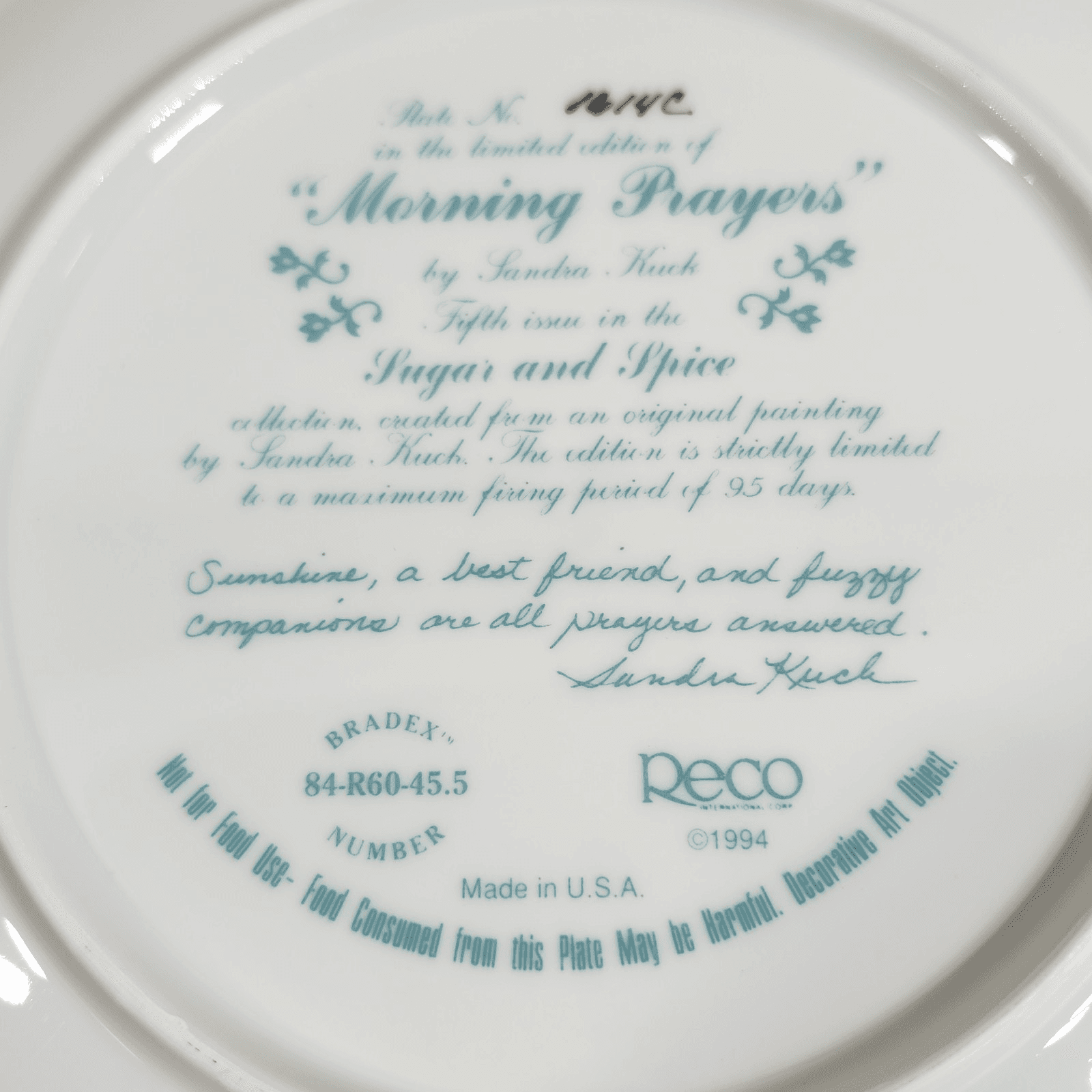 Morning Prayers Sandra Kuck 8" Plate Sugar And Spice Home Bradford Exchange - Thumbnail 8