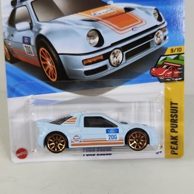 2025 Hot Wheels Peak Pursuit Ford RS200 Blue Gulf Car 1/64 Toy Vehicle NEW - Thumbnail 2
