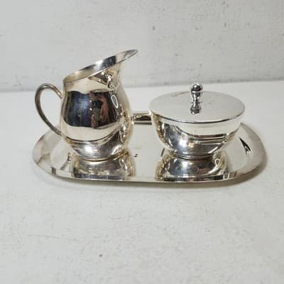 Vintagr Rogers Silverplate Creamer Sugar Serving Tray Home Decor - Thumbnail 5