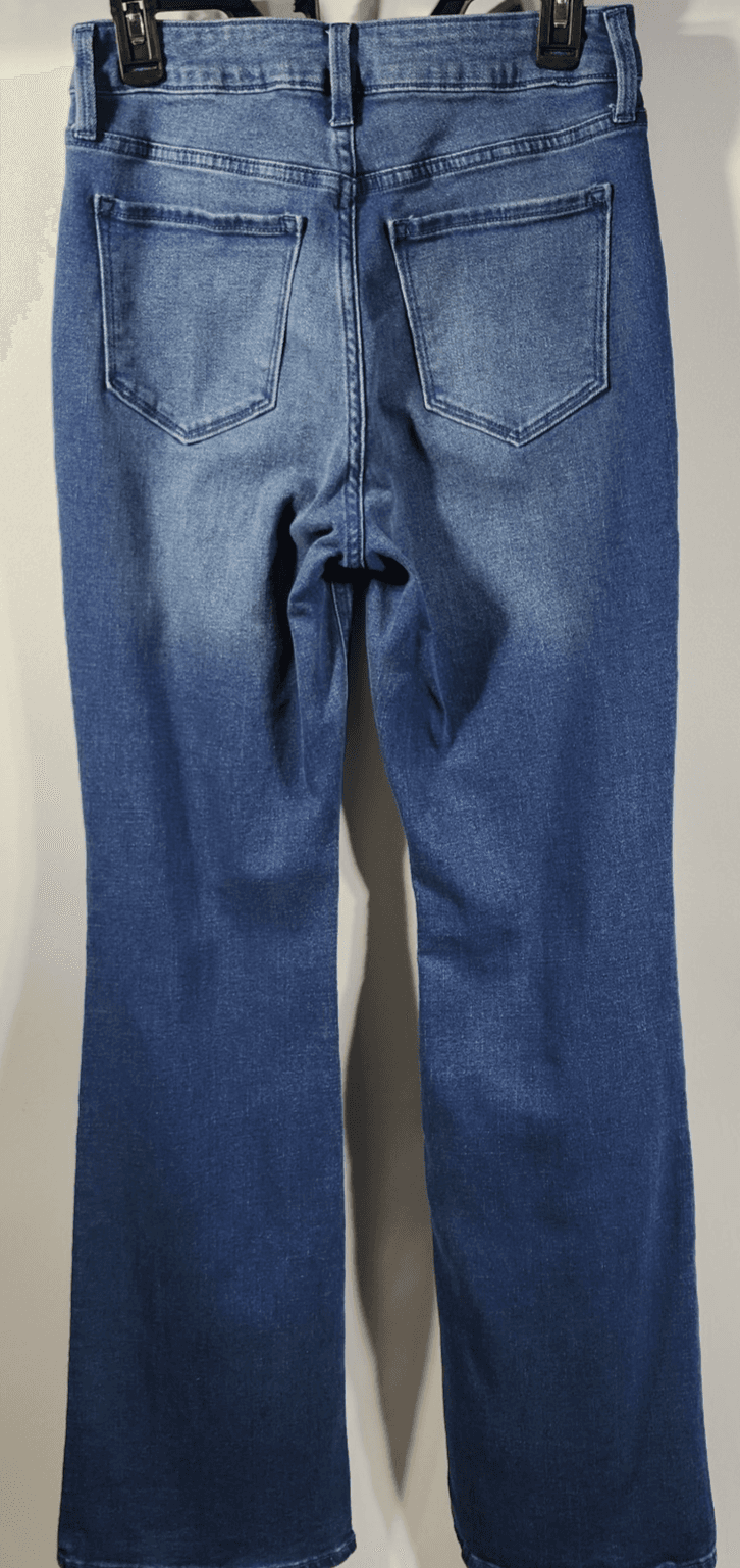 Old Navy Wow Flare Jeans Women's 6 Tall Blue Denim High Rise Stretch - Thumbnail 4