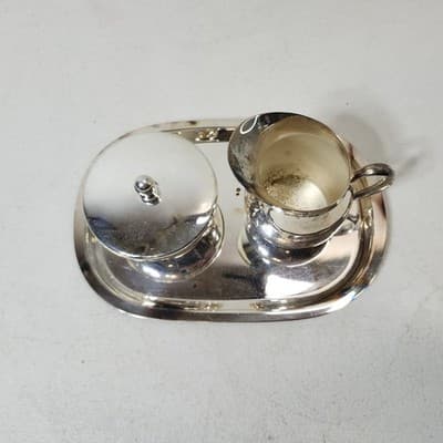 Vintagr Rogers Silverplate Creamer Sugar Serving Tray Home Decor - Thumbnail 3