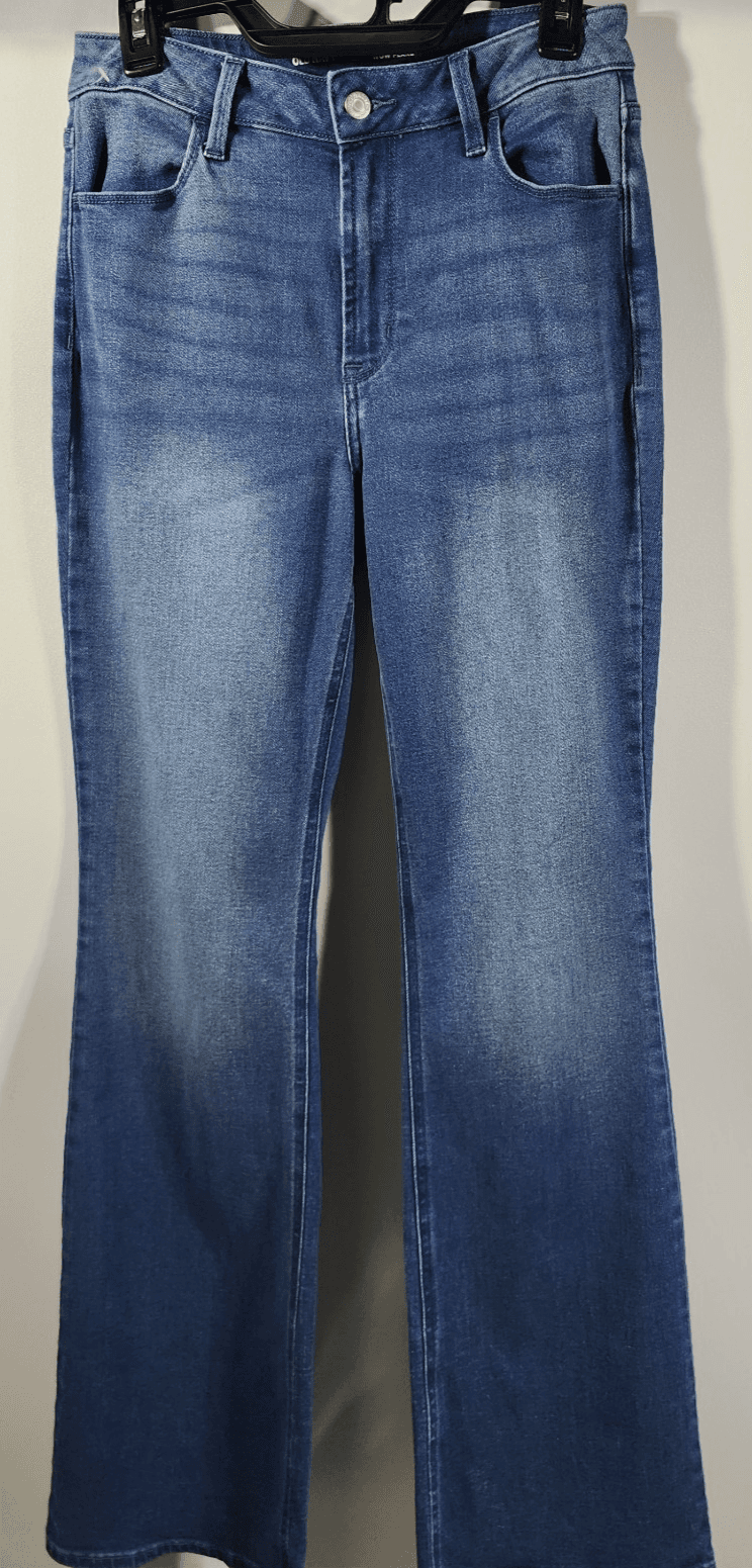 Old Navy Wow Flare Jeans Women's 6 Tall Blue Denim High Rise Stretch - Thumbnail 5
