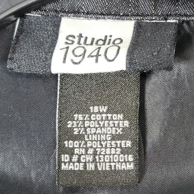 Studio 1940 Women’s Blazer Jacket Size 18W Gray Black Stripe 2 Button Front - Thumbnail 7