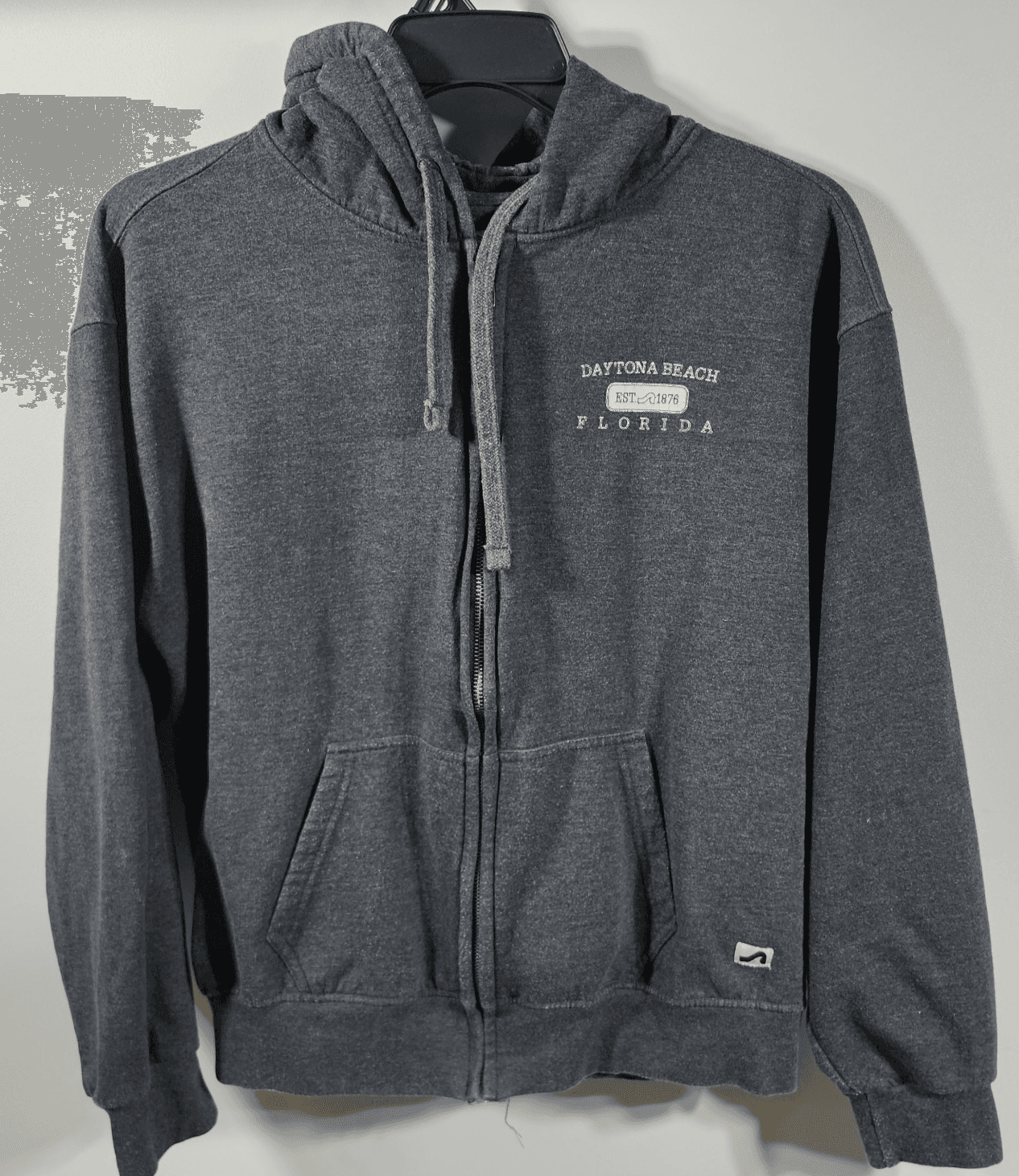 Surf Style Daytona Beach Hoodie Men's M Gray Full Zip Hooded Sweatshirt - Thumbnail 5
