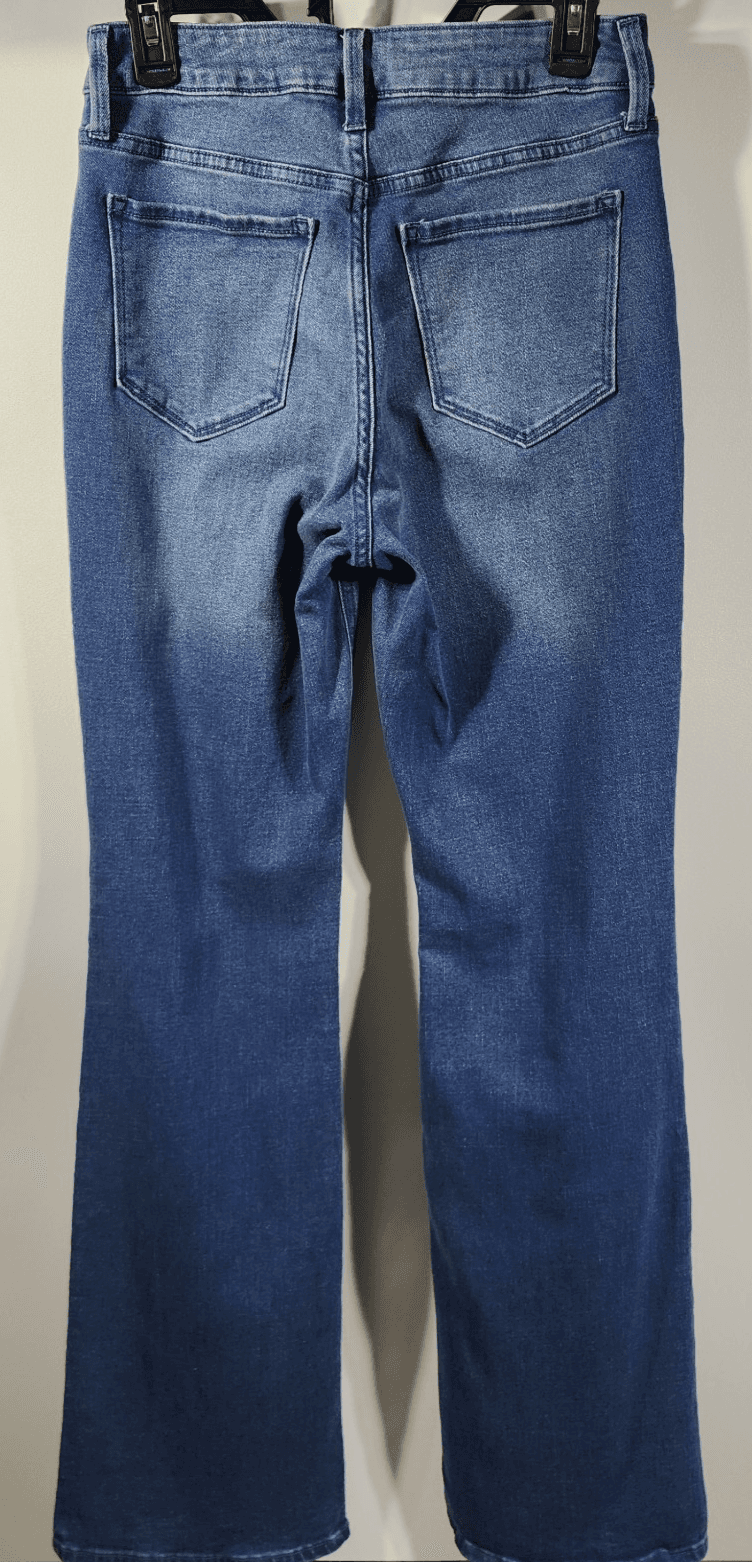 Old Navy Wow Flare Jeans Women's 6 Tall Blue Denim High Rise Stretch - Thumbnail 6
