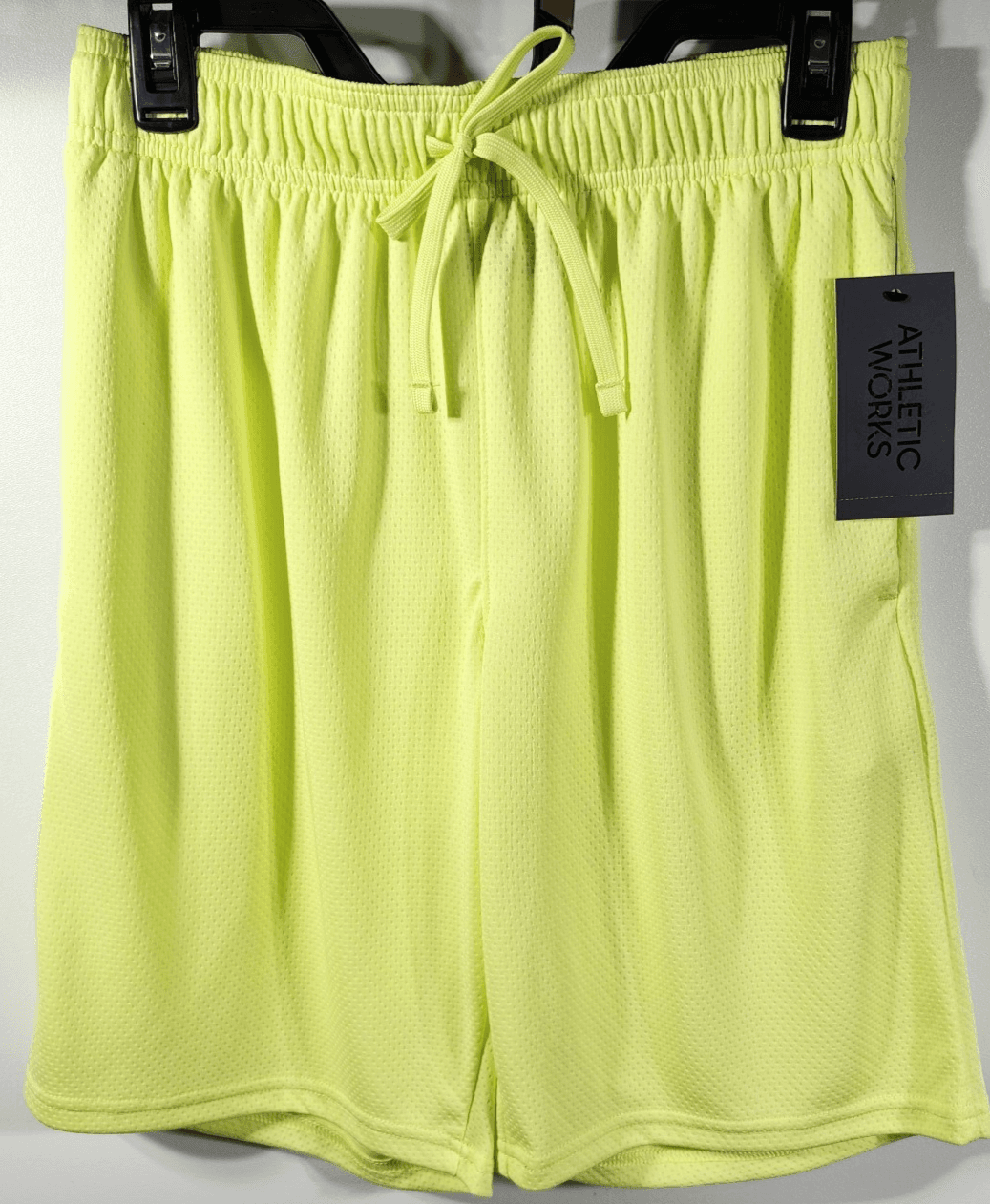 Athletic Works Men's S Shorts Yellow Elastic Waist Stretch 9" Inseam w/ Pockets - Thumbnail 5