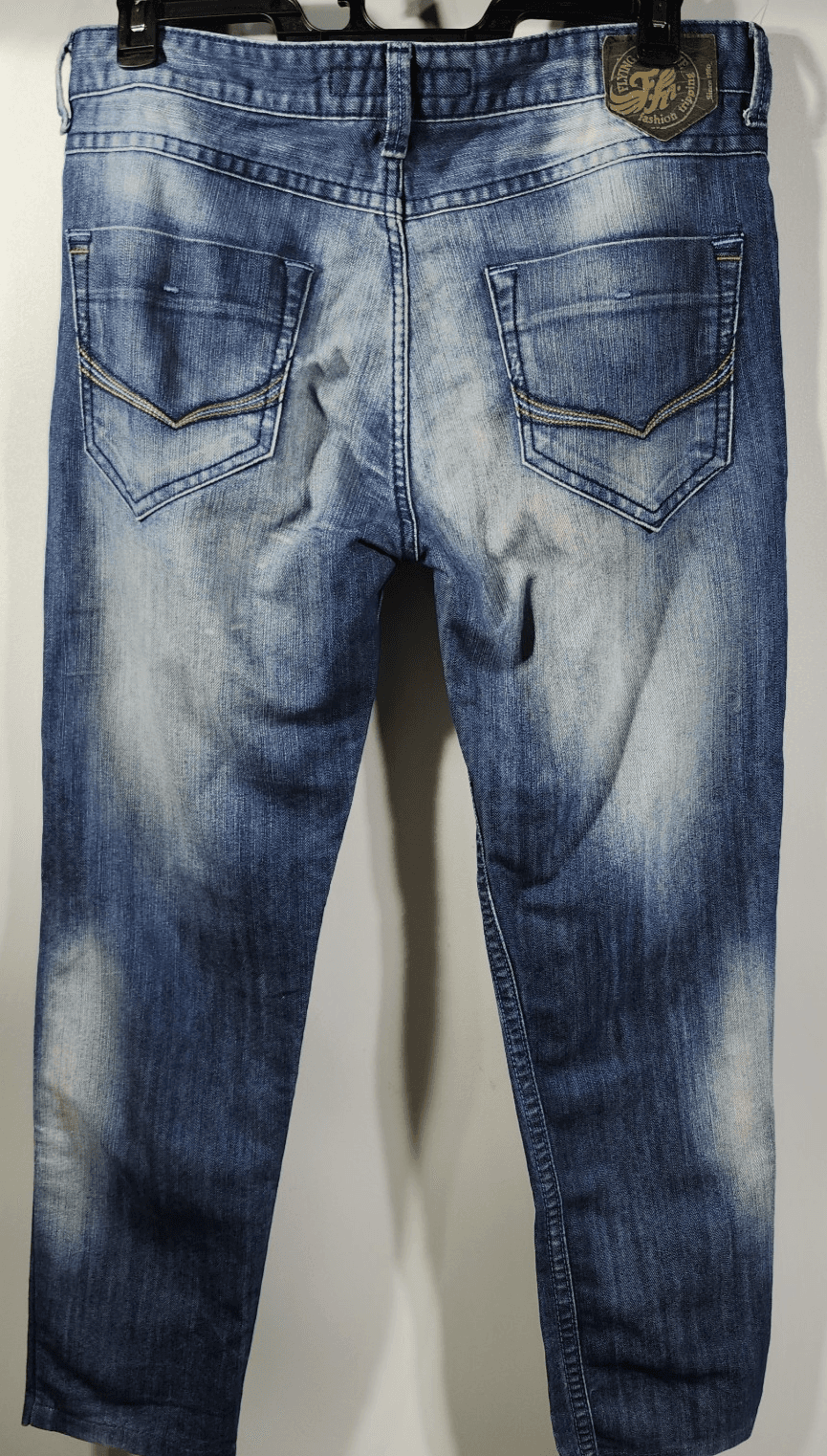 Flying Machine Jeans Men's 34x29 Blue Denim Stretch Faded Straight Leg - Thumbnail 4
