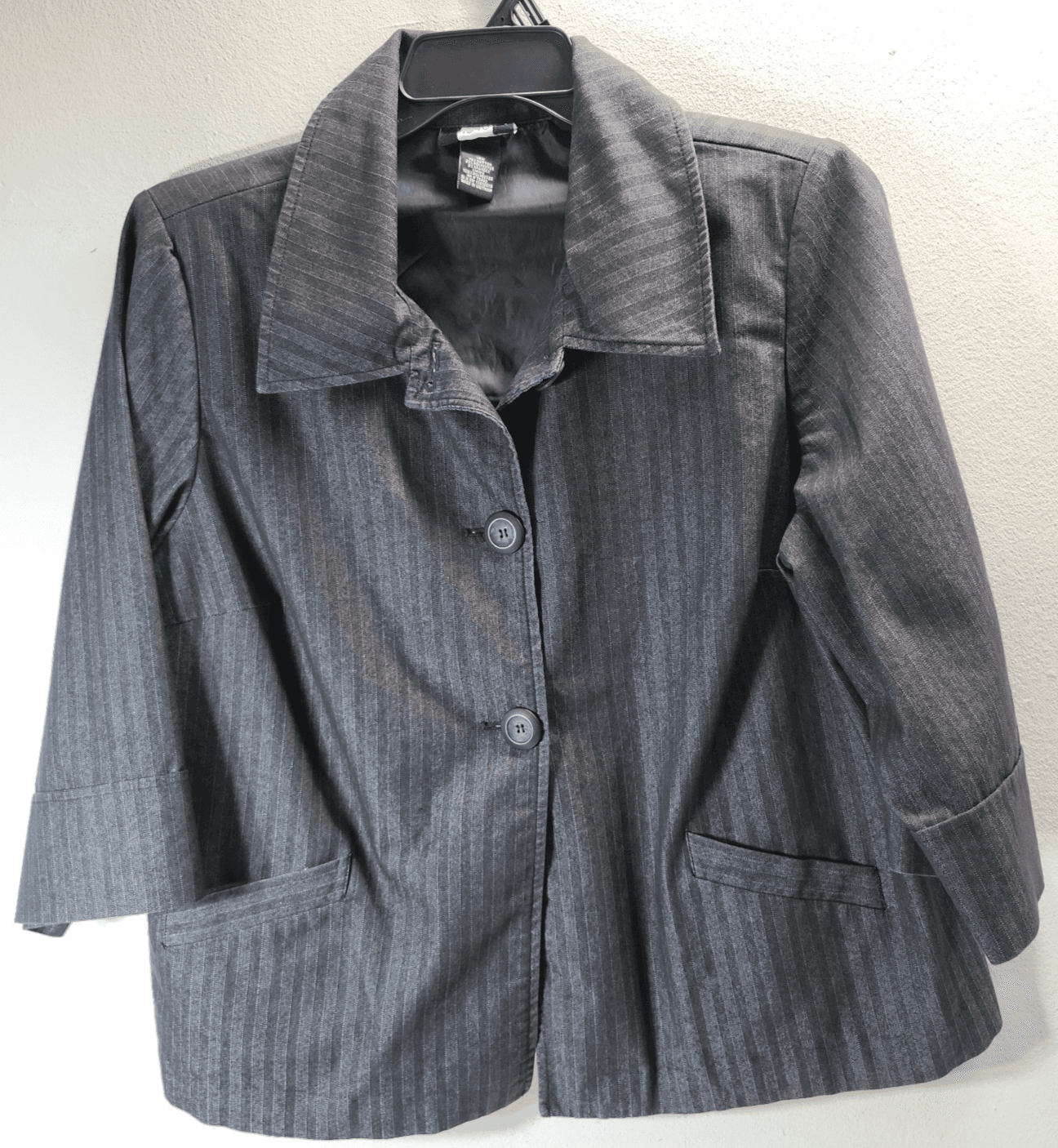 Studio 1940 Women’s Blazer Jacket Size 18W Gray Black Stripe 2 Button Front - Thumbnail 5
