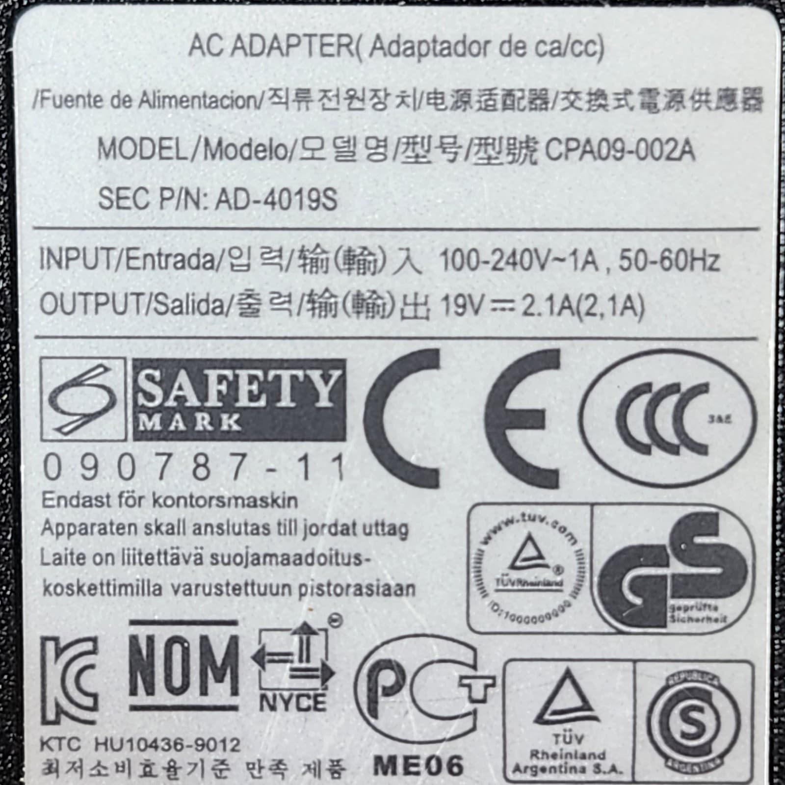 Chicony Black Power Cord Charger Model CPA09-002A Ac Adapter 19V - Thumbnail 5