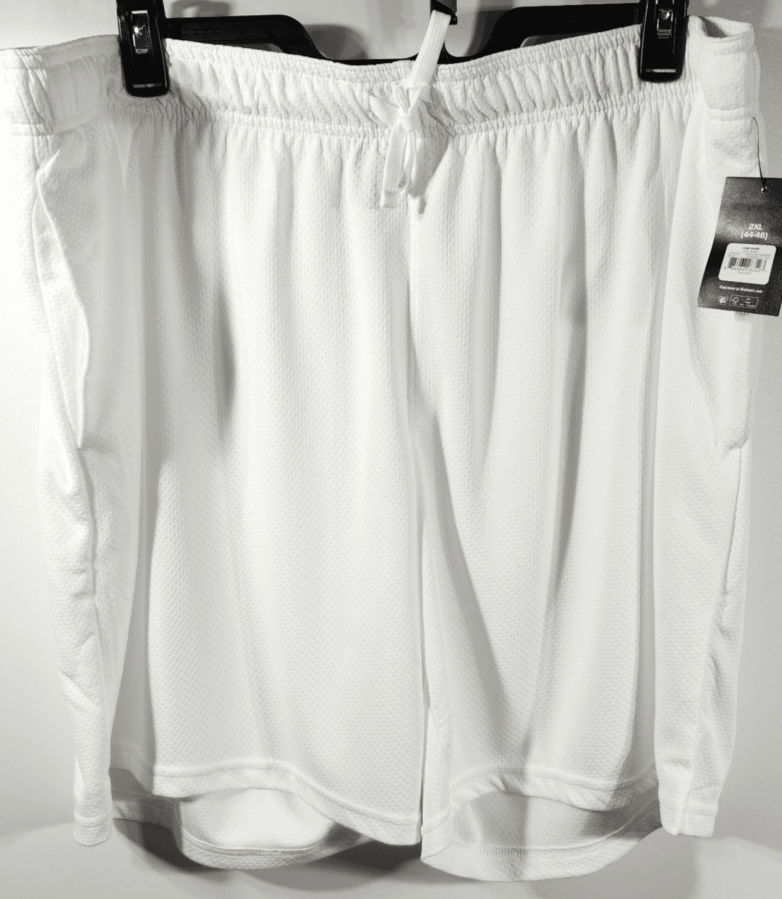 Athletic Works Men's 2XL Shorts White Elastic Waist Stretch 9" Inseam w/ Pockets - Thumbnail 5